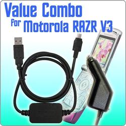 Eforcity Car Charger and Hotsync Data Cable for Motorola Razr V3 / L2 / L7c / L7e / L7i / L71 / Blackberry 88