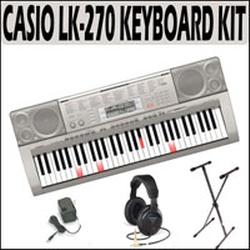 Casio LK-270 61 Lighted Key Keyboard With MP3/IPOD Inputs; Stand; AC Adapter and DJ Headphones