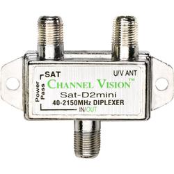 Channel Vision SAT-D2 MINI Diplexer - 2-way - 860MHz, 2400MHz - Signal Splitter/Combiner