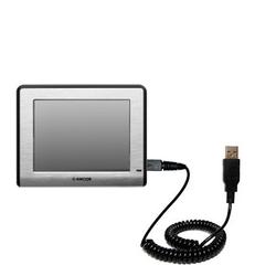 Gomadic Coiled Power Hot Sync and Charge USB Data Cable w/ Tip Exchange for the Amcor Navigation GPS 3750 -