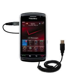 Gomadic Coiled Power Hot Sync and Charge USB Data Cable w/ Tip Exchange for the Blackberry 9500 - Br