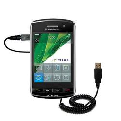 Gomadic Coiled Power Hot Sync and Charge USB Data Cable w/ Tip Exchange for the Blackberry Storm - B