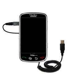 Gomadic Coiled Power Hot Sync and Charge USB Data Cable w/ Tip Exchange for the Blackberry Thunder - Gomadic