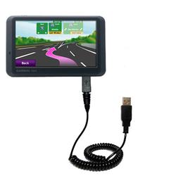 Gomadic Coiled Power Hot Sync and Charge USB Data Cable w/ Tip Exchange for the Garmin Nuvi 755T - B