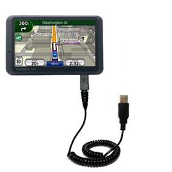 Gomadic Coiled Power Hot Sync and Charge USB Data Cable w/ Tip Exchange for the Garmin Nuvi 765T - B