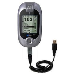 Gomadic Coiled Power Hot Sync and Charge USB Data Cable w/ Tip Exchange for the Golf Buddy Tour GPS Range Fi