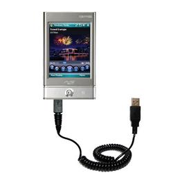 Gomadic Coiled Power Hot Sync and Charge USB Data Cable w/ Tip Exchange for the Mio Technology P360 - Gomadi