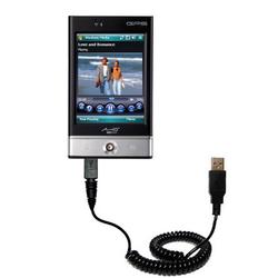 Gomadic Coiled Power Hot Sync and Charge USB Data Cable w/ Tip Exchange for the Mio Technology P560 - Gomadi