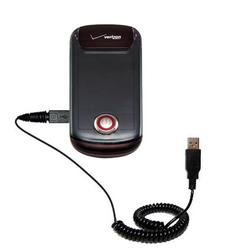 Gomadic Coiled Power Hot Sync and Charge USB Data Cable w/ Tip Exchange for the Motorola Blaze - Bra