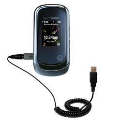 Gomadic Coiled Power Hot Sync and Charge USB Data Cable w/ Tip Exchange for the Motorola VU30 - Bran