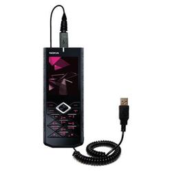 Gomadic Coiled Power Hot Sync and Charge USB Data Cable w/ Tip Exchange for the Nokia 7900 Prism - B