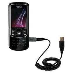 Gomadic Coiled Power Hot Sync and Charge USB Data Cable w/ Tip Exchange for the Nokia 8600 Luna - Br