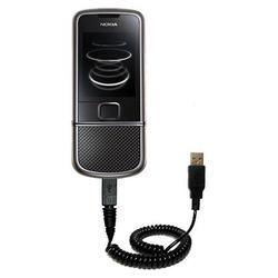 Gomadic Coiled Power Hot Sync and Charge USB Data Cable w/ Tip Exchange for the Nokia 8800 Arte - Br