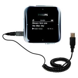 Gomadic Coiled Power Hot Sync and Charge USB Data Cable w/ Tip Exchange for the Philips GoGear SA2810 - Goma