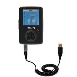 Gomadic Coiled Power Hot Sync and Charge USB Data Cable w/ Tip Exchange for the Philips GoGear SA3014 - Goma