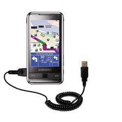 Gomadic Coiled Power Hot Sync and Charge USB Data Cable w/ Tip Exchange for the Samsung Omnia - Bran