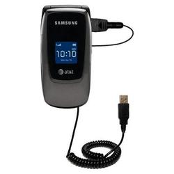 Gomadic Coiled Power Hot Sync and Charge USB Data Cable w/ Tip Exchange for the Samsung SGH-A226 - B
