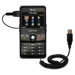 Gomadic Coiled Power Hot Sync and Charge USB Data Cable w/ Tip Exchange for the Samsung SGH-A827 - B