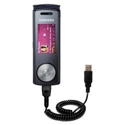 Gomadic Coiled Power Hot Sync and Charge USB Data Cable w/ Tip Exchange for the Samsung SGH-F200 - B