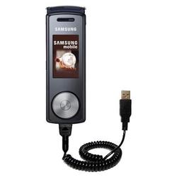 Gomadic Coiled Power Hot Sync and Charge USB Data Cable w/ Tip Exchange for the Samsung SGH-F210 - B
