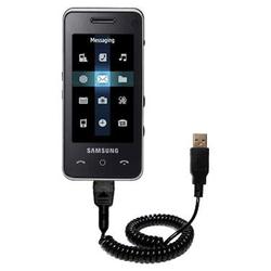 Gomadic Coiled Power Hot Sync and Charge USB Data Cable w/ Tip Exchange for the Samsung SGH-F490 - B