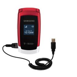 Gomadic Coiled Power Hot Sync and Charge USB Data Cable w/ Tip Exchange for the Samsung SGH-T219 - B