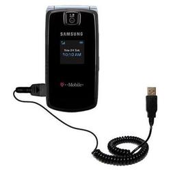 Gomadic Coiled Power Hot Sync and Charge USB Data Cable w/ Tip Exchange for the Samsung SGH-T439 - B