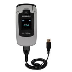 Gomadic Coiled Power Hot Sync and Charge USB Data Cable w/ Tip Exchange for the Samsung SGH-T619 - B