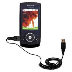 Gomadic Coiled Power Hot Sync and Charge USB Data Cable w/ Tip Exchange for the Samsung SPH-A523 - B