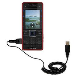 Gomadic Coiled Power Hot Sync and Charge USB Data Cable w/ Tip Exchange for the Sony Ericsson C902 - Gomadic