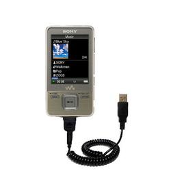 Gomadic Coiled Power Hot Sync and Charge USB Data Cable w/ Tip Exchange for the Sony Walkman NWZ-A726 - Goma