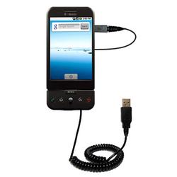 Gomadic Coiled Power Hot Sync and Charge USB Data Cable w/ Tip Exchange for the T-Mobile G1 Google - Gomadic