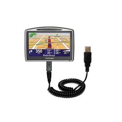 Gomadic Coiled Power Hot Sync and Charge USB Data Cable w/ Tip Exchange for the TomTom GO 630 - Bran