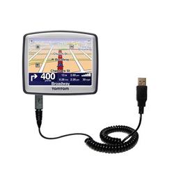 Gomadic Coiled Power Hot Sync and Charge USB Data Cable w/ Tip Exchange for the TomTom ONE 130 - Bra