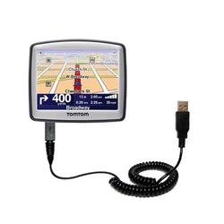 Gomadic Coiled Power Hot Sync and Charge USB Data Cable w/ Tip Exchange for the TomTom ONE Europe 22 - Gomad