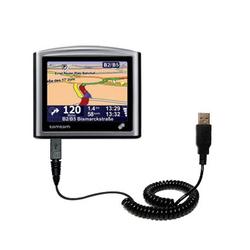 Gomadic Coiled Power Hot Sync and Charge USB Data Cable w/ Tip Exchange for the TomTom ONE Regional 22 - Gom