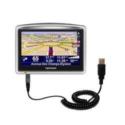 Gomadic Coiled Power Hot Sync and Charge USB Data Cable w/ Tip Exchange for the TomTom ONE XL Europe - Gomad