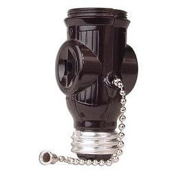 Cooper Wiring Devices Cooper BP718B 250W/125V Pull Chain Socket Adapter w/Two Polarized Side Outlets (Brown)