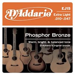 D'addario D'Addario Phosphor Bronze Acoustic Guitar strings - Extra Light Gauge EJ15