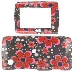 Wireless Emporium, Inc. Dark Green w/Red Flowers Snap-On Protector Case Faceplate for Sidekick 2008