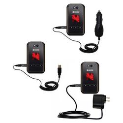 Gomadic Deluxe Kit for the Kyocera E2000 Tempo includes a USB cable with Car and Wall Charger - Bran