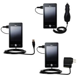 Gomadic Deluxe Kit for the LG KS20 includes a USB cable with Car and Wall Charger - Brand w/ TipExch
