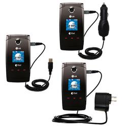 Gomadic Deluxe Kit for the LG Wave AX380 includes a USB cable with Car and Wall Charger - Brand w/ T