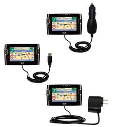 Gomadic Deluxe Kit for the Mio Technology C317 includes a USB cable with Car and Wall Charger - Bran