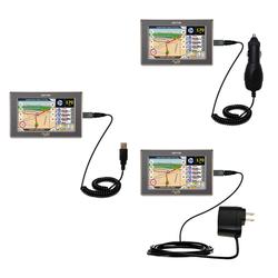 Gomadic Deluxe Kit for the Mio Technology C525 includes a USB cable with Car and Wall Charger - Bran