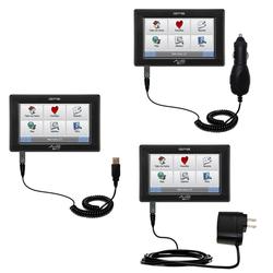 Gomadic Deluxe Kit for the Mio Technology C720t includes a USB cable with Car and Wall Charger - Bra