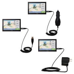 Gomadic Deluxe Kit for the Mio Technology C728 includes a USB cable with Car and Wall Charger - Bran