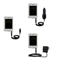 Gomadic Deluxe Kit for the Mio Technology H610 includes a USB cable with Car and Wall Charger - Bran