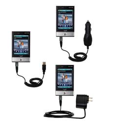 Gomadic Deluxe Kit for the Mio Technology P560 includes a USB cable with Car and Wall Charger - Bran