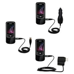 Gomadic Deluxe Kit for the Nokia 8600 Luna includes a USB cable with Car and Wall Charger - Brand w/